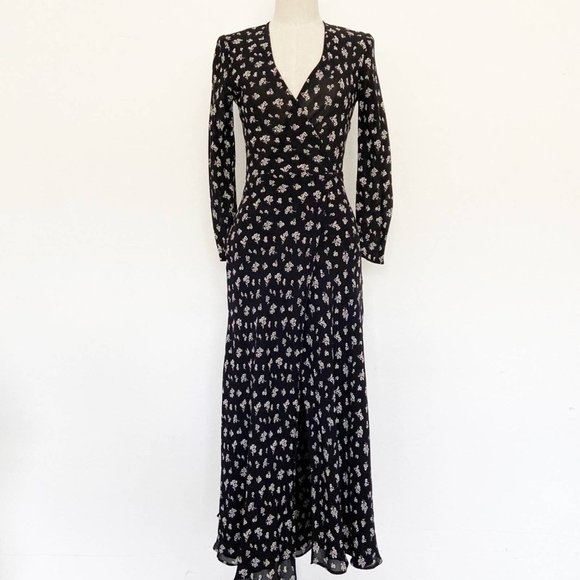 Rare REFORMATION Jaz Wrap Dress Black Size XS - Picture 2 of 13